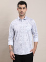 TURTLE Men Printed Casual Light Blue Shirt