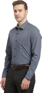 TURTLE Men Printed Formal Blue Shirt