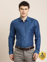 TURTLE Men Self Design Formal Blue Shirt