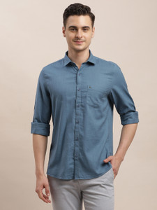 TURTLE Men Solid Casual Blue Shirt