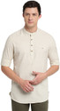 TURTLE Men Solid Casual Cream Shirt