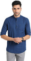 TURTLE Men Solid Casual Dark Blue Shirt