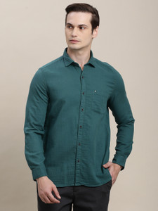 TURTLE Men Solid Casual Green Shirt