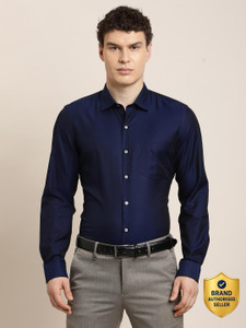 TURTLE Men Solid Formal Blue Shirt
