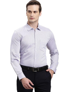 TURTLE Men Striped Formal Purple Shirt