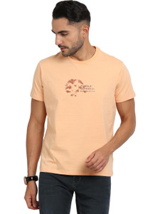 TURTLE Printed Men Crew Neck Pink T-Shirt