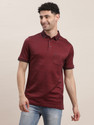 TURTLE Self Design Men Polo Neck Maroon