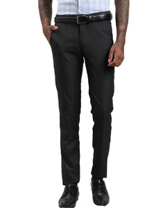 TURTLE Skinny Fit Men Black Trousers