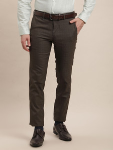 TURTLE Skinny Fit Men Brown Trousers