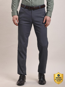 TURTLE Slim Fit Men Grey Trousers