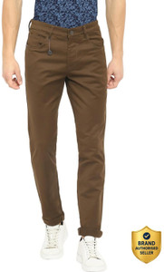 turtle men tapered fit mid rise brown jeans