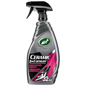 turtle wax hybrid solutions ceramic 3-in-1 car detailer waterless wash long-lasting hydrophobic wax protection and high gloss shine safe for paint glass trim and wheels 946ml pack of 1