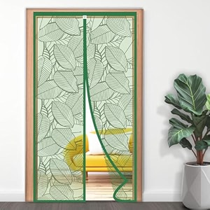 turtlegrip door mosquito net curtains with magnet39s new leaf pattern full frame hook amp loop for main doors bedroom kitchen amp balcony doors220x120 forestgreen measure before order