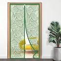 TurtleGrip Polyester Door Mosquito Net Curtains with Magnet's New Leaf Pattern. Full Frame Hook &amp; Loop for Main Doors, Bedroom, Kitchen &amp; Balcony Doors(200x70 cm, ForestGreen) |Measure Before Order.