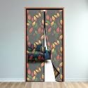 TurtleGrip Door Mosquito Net Curtains with Magnet's New Leaf Pattern. Full Frame Hook &amp; Loop for Main Doors, Bedroom, Kitchen &amp; Balcony Doors(200x120, ForestGreen) |Measure Before Order.