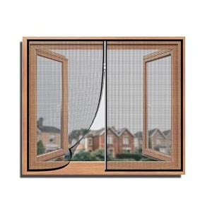 turtlegrip fiberglass pre-stitched window mosquito net with zipper for all types of window amp size self adhesive hook tape height 120 cms x width 200 cms 47x79 inches or 4x65 feet - black