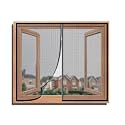TurtleGrip Fiberglass Pre-Stitched Window Mosquito Net with Zipper for All Types of Window &amp; Size, Self Adhesive Hook Tape Height 90 cms X Width 90 cms (35.4x35.4 inches or 3x3 feet) - Black