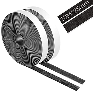 turtlegrip hook and loop tapeself adhesive heavy duty hook loop strip mounting tapediy self adhesive tape for sewing craftingindoor and outdoor 10mx25mm black