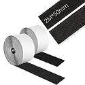 TurtleGrip Hook and Loop Tape, Self Adhesive Heavy Duty Hook Loop Strip Mounting Tape,DIY Self Adhesive Tape, Crafting,Indoor and Outdoor 2Mx25MM (Black)
