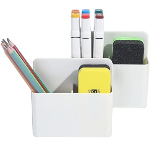 turtlegrip magnetic holder white pack of 2 holder for whiteboard magnet pencil cup storage organizer for school office home fridge locker and metal cabinets