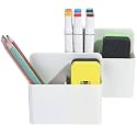 TurtleGrip Magnetic Holder (White, Pack of 2), Holder for Whiteboard, Magnet Pencil Cup Storage Organizer for School, Office, Home, Fridge, Locker, and Metal Cabinets.