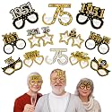 Turypaty 24Pcs 1951 75th Birthday Paper Glasses Decorations for Men Women - Black Gold Happy 75th Birthday Paper Eyeglasses Photo Props, Vintage 1951 Seventy-five Years Old Birthday Party Supplies