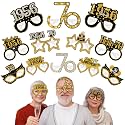 Turypaty 24Pcs 1956 70th Birthday Paper Glasses Decorations for Men Women - Black Gold Happy 70th Birthday Paper Eyeglasses Photo Props, Vintage 1956 Seventy Years Old Birthday Party Supplies