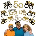 Turypaty 24Pcs 1976 50th Birthday Paper Glasses Decorations for Men Women - Black Gold Happy 50th Birthday Paper Eyeglasses Photo Props, Vintage 1976 Fifty Years Old Birthday Party Supplies