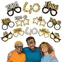 Turypaty 24Pcs 1986 40th Birthday Paper Glasses Decorations for Men Women - Black Gold Happy 40th Birthday Paper Eyeglasses Photo Props, Vintage 1986 Forty Years Old Birthday Party Supplies