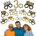 Turypaty 24Pcs 1996 30th Birthday Paper Glasses Decorations for Men Women - Black Gold Happy 30th Birthday Paper Eyeglasses Photo Props, Vintage 1996 Thirty Years Old Birthday Party Supplies
