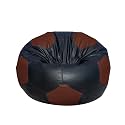 Bean Bag Filled with Beans Football Shape for Kids and Adults Both (XXXL) (Black and Tan) (Dimension - 70cmx70cmx60cm)