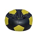 Bean Bag Filled with Beans Football Shape for Kids and Adults Both (XXXL) (Black and Yellow) (Dimension - 70cmx70cmx60cm)