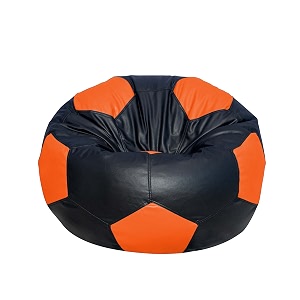 football bean bag with beans filled for kids and adults xxxl black and orange dimension - 70cmx70cmx60cm faux leather