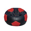 Football Bean Bag with Beans Filled for Kids and Adults Both (XXXL, Black and Red, Dimension - 70cmx70cmx60cm, Faux Leather)
