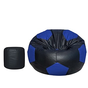 tusa lifestyle football shape bean bag filled with beansfillers with footstool black amp blue