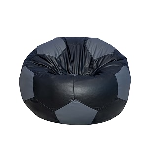 football shape bean bag with beans filled for kids and adults xxxl black and grey dimension - 70cmx70cmx60cm faux leather