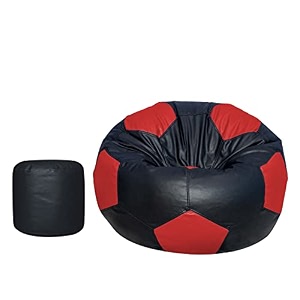 tusa lifestyle football shape bean bag filled with beansfillers with footstool black amp red