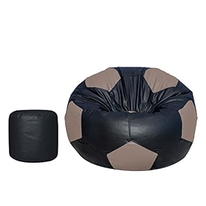 tusa lifestyle football shape bean bag filled with beansfillers with footstool black amp cream