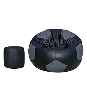 tusa lifestyle football shape bean bag filled with beansfillers with footstool black amp grey