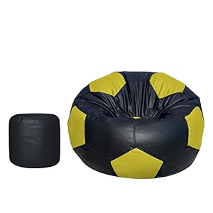tusa lifestyle football shape bean bag filled with beansfillers with footstool black amp yellow
