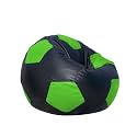 Football Shape Bean Bag with Beans Filled for Kids and Adults Both (XXXL) (Black and Green) (Dimension - 70cmx70cmx60cm)