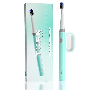 tusk smart electric toothbrush with magnetic wall mount  indias 1st clutter-free brush  sonic technology 3 modes  usb-c rechargeable  30-day battery  waterproof ipx7  1-year warranty