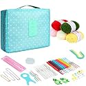 Tusmad 59-Piece Crochet Needle Kit for Beginners – Ergonomic Crochet Hooks, Travel Bag, Complete Crochet Set with Tools & Accessories for Adults and Kids – Sky Blue Crochet Kit