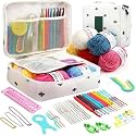Tusmad Crochet Kit for Beginners Adults – 107 Pcs Starter Crochet &amp; Knitting Kit with Yarn, Hooks, Stitch Markers &amp; Accessories, Complete Crochet Set in Cactus White Storage Bag