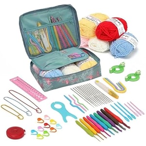 tusmad crochet needle kit 107 pcs diy crochet needle kit with travel bag tools amp accessoriesergonomic crochet hooks for beginners amp professionals adults or kids 107pcs -swan bag