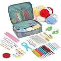 Tusmad Crochet Needle Kit 107 Pcs DIY Crochet Needle Kit with Travel Bag Tools &amp; Accessories,Ergonomic, Crochet Hooks for Beginners &amp; Professionals Adults or Kids (107Pcs -SWAN Bag)