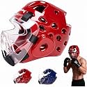 Kids Adults Taekwondo Helmet Karate Headgear with Removable PC Face Shield Eva High-Density Foam Multiple Vents for Sparring Grappling Muay Thai Kickboxing MMA Karate Taekwondo Training