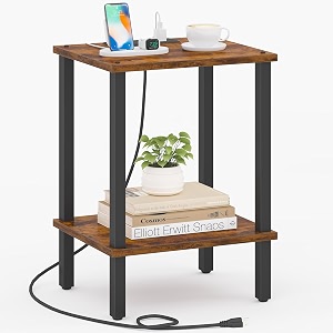 tutotak end table with charging station side table nightstand