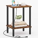 TUTOTAK End Table with Charging Station, Side Table, Nightstand