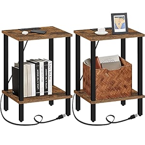 tutotak end table with charging station side table with usb ports and outlets nightstand 2-tier storage shelf sofa table for small space tb01bb041